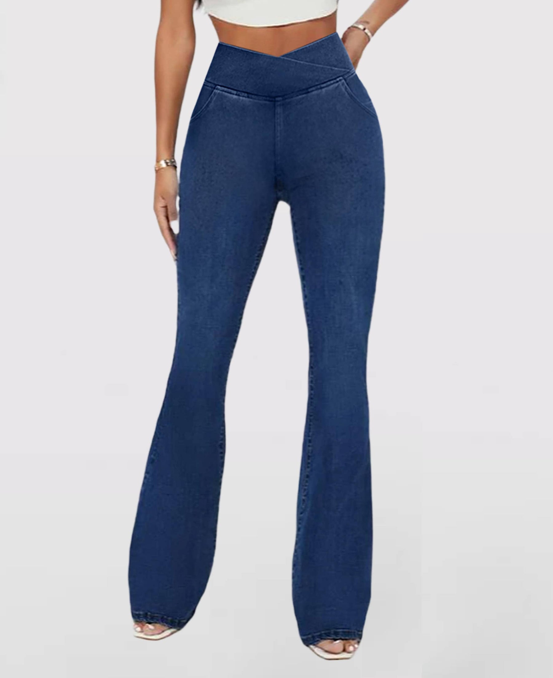 Calça Jeans de Cintura Alta Cruzada - Compre 1 Leve 2
