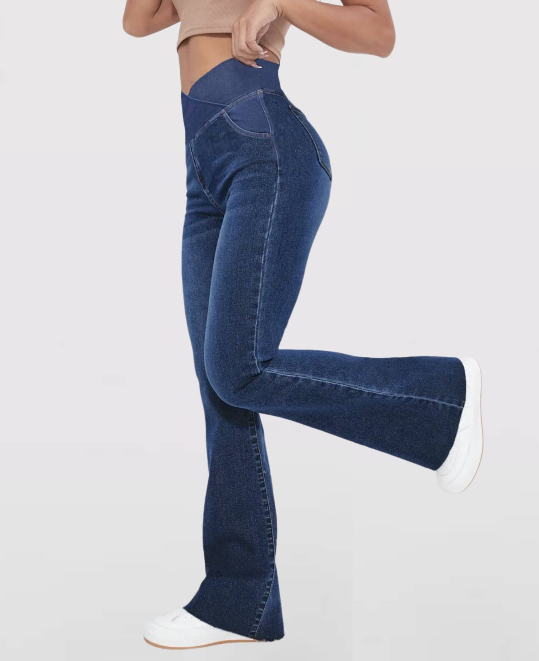 Calça Jeans de Cintura Alta Cruzada - Compre 1 Leve 2