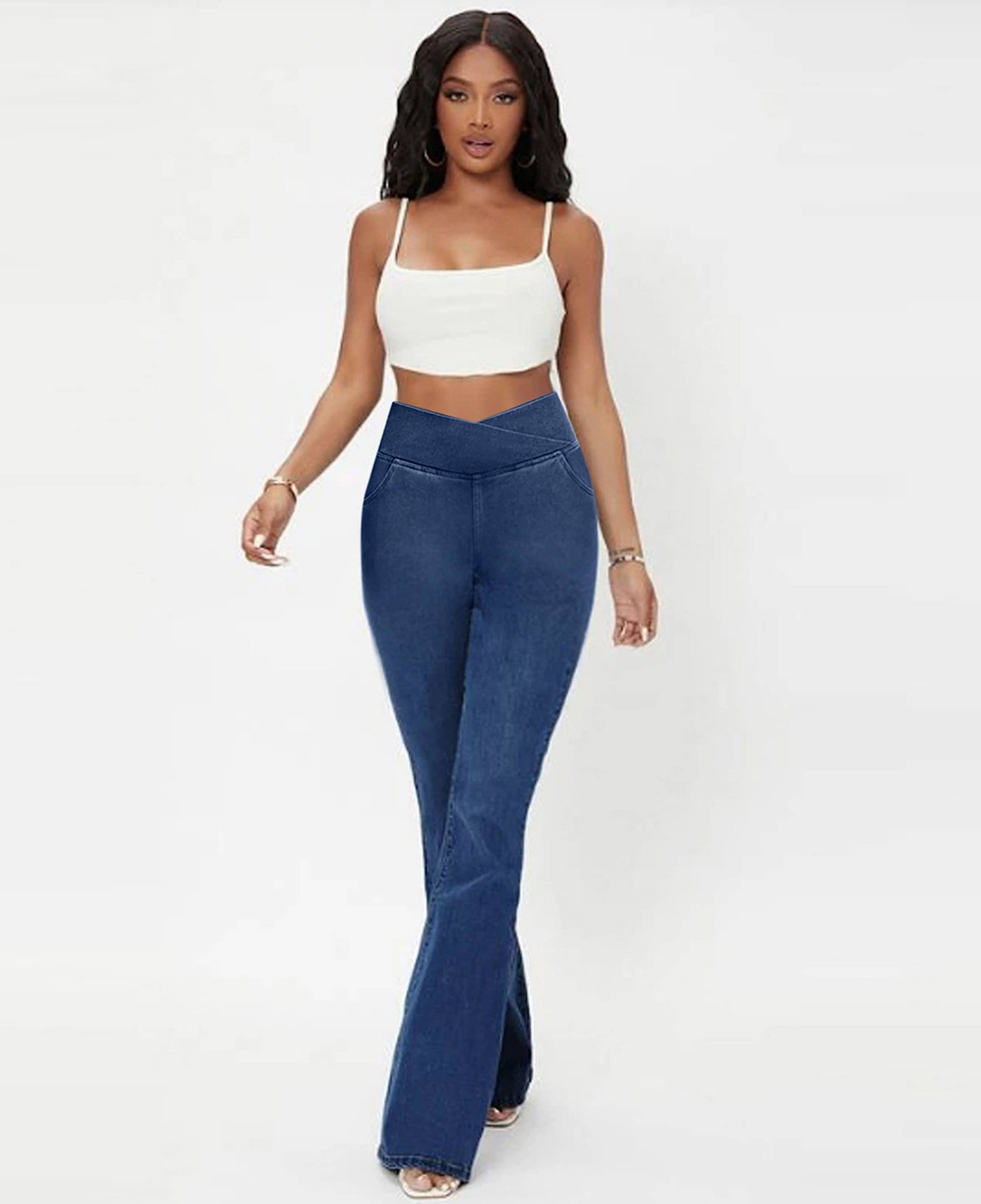 Calça Jeans de Cintura Alta Cruzada - Compre 1 Leve 2