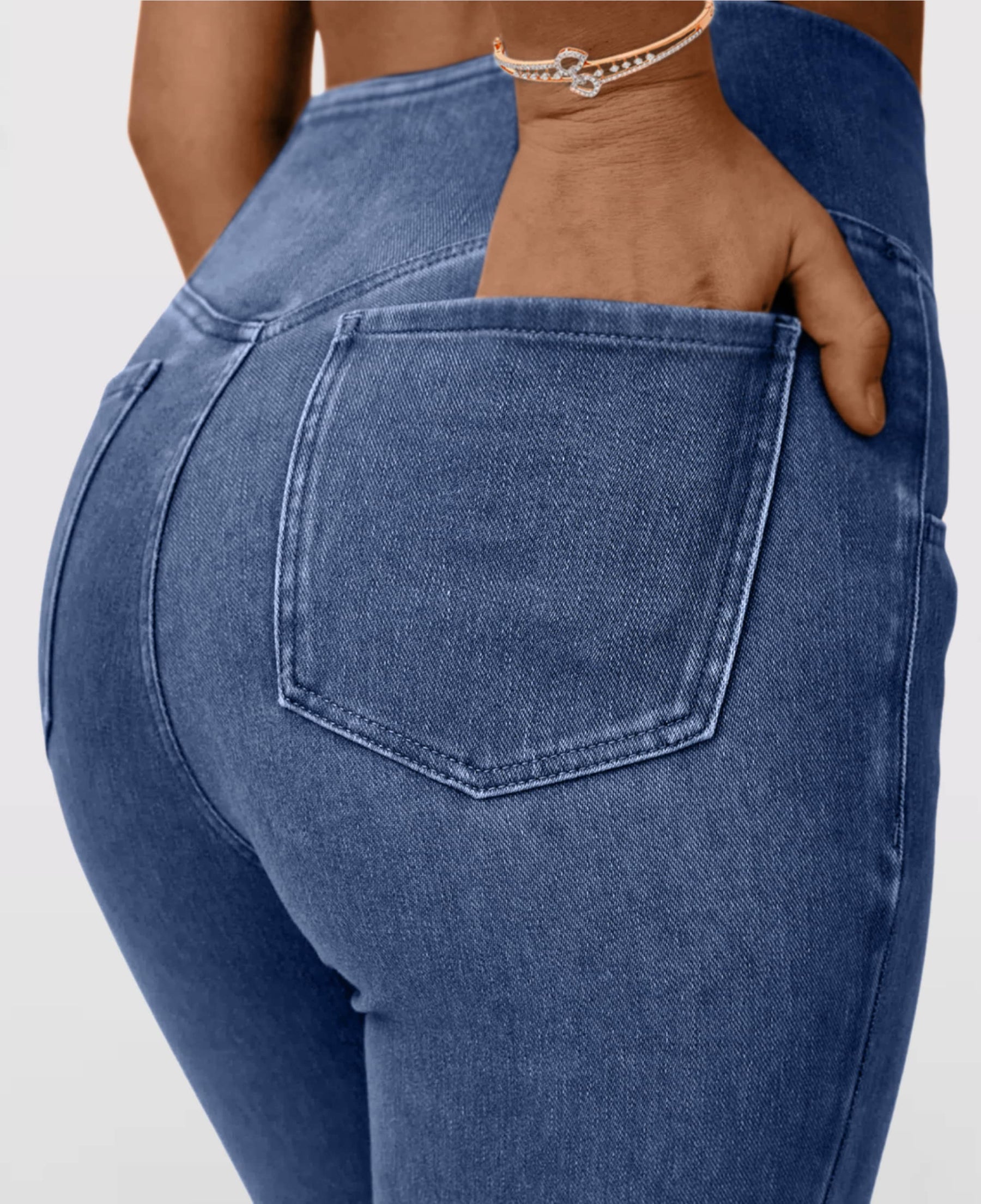 Calça Jeans de Cintura Alta Cruzada - Compre 1 Leve 2