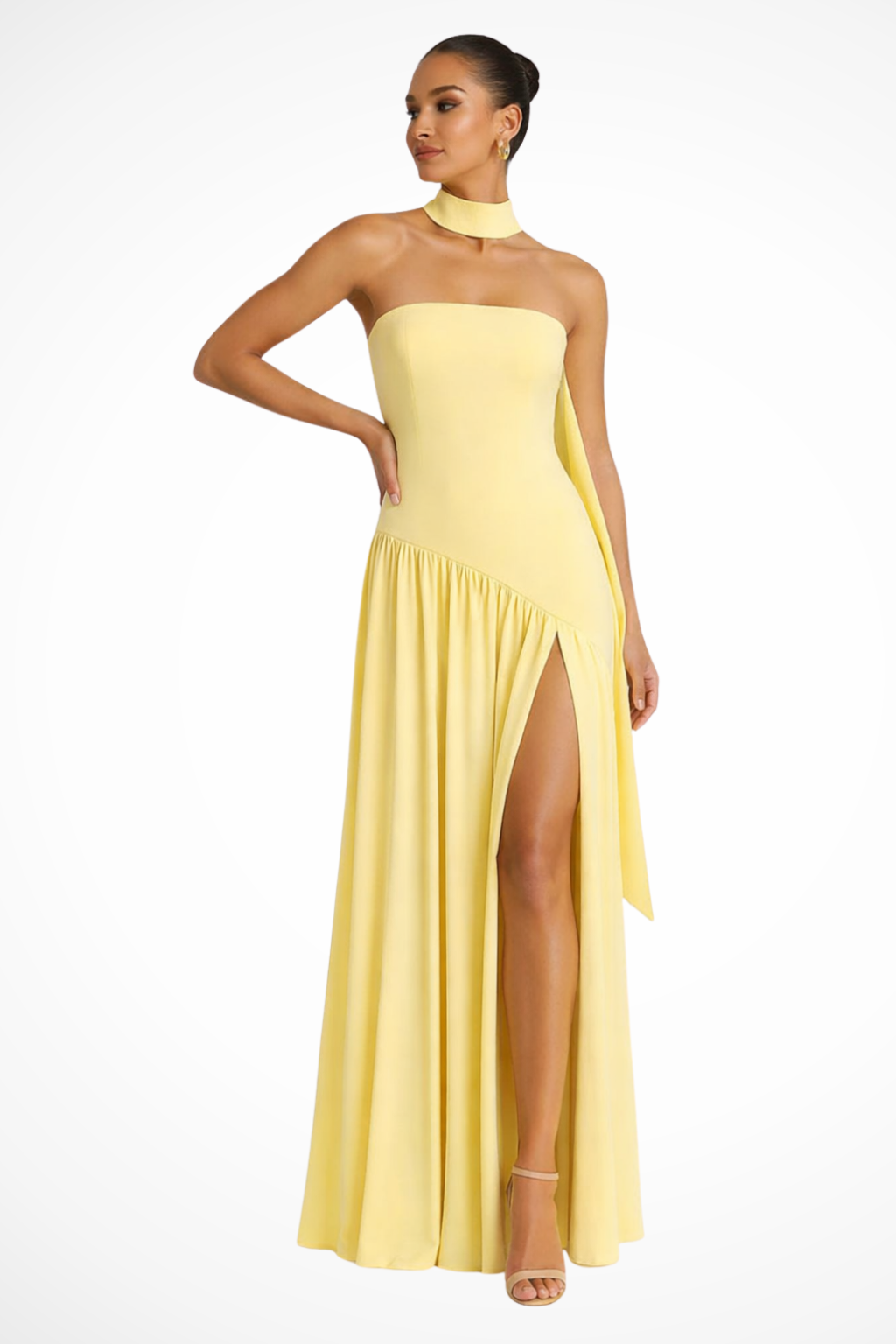 Yara | Women’s Strapless Maxi Dress with Side Slit