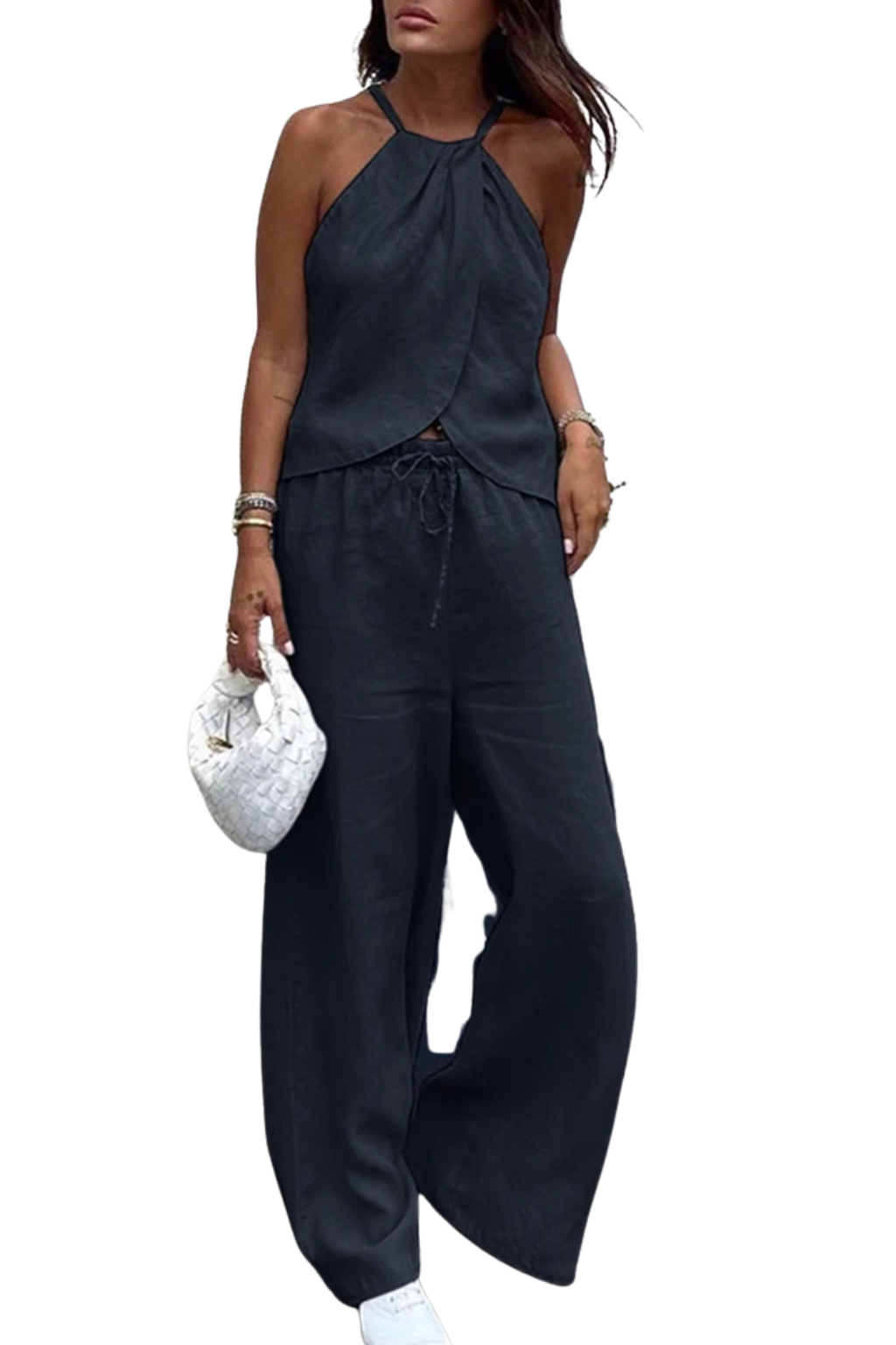 Amy | Women Halter Top and Wide Leg Trousers Summer Suit