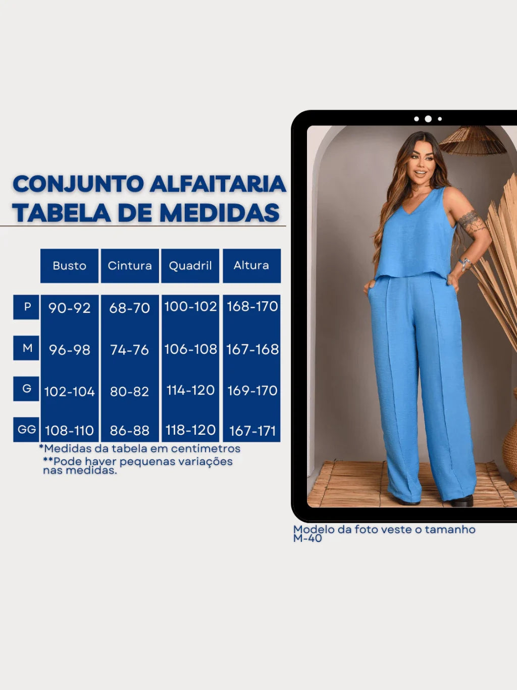 Kit 2 Conjunto Feminino Alfaiataria De Calça Pantalona E Blusa  Regata Social Básica Verão Soltinho
