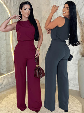 Kit 2 Conjuntos Feminino Mulher Elegante Calça Pantalona e Blusa Conjunto Casual Versátil