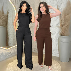 Kit 2 Conjuntos Feminino Mulher Elegante Calça Pantalona e Blusa Conjunto Casual Versátil