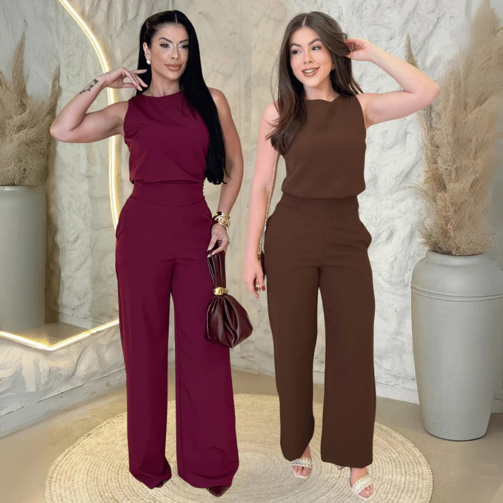 Kit 2 Conjuntos Feminino Mulher Elegante Calça Pantalona e Blusa Conjunto Casual Versátil