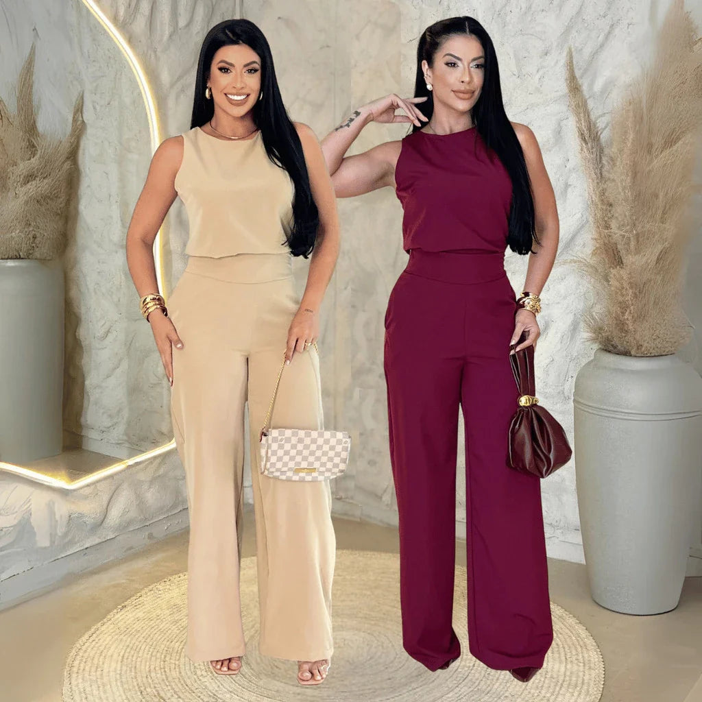 Kit 2 Conjuntos Feminino Mulher Elegante Calça Pantalona e Blusa Conjunto Casual Versátil