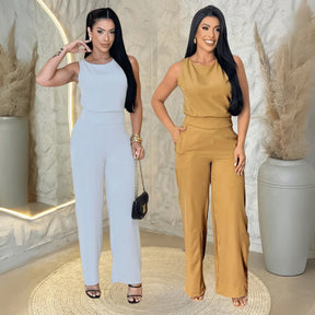 Kit 2 Conjuntos Feminino Mulher Elegante Calça Pantalona e Blusa Conjunto Casual Versátil
