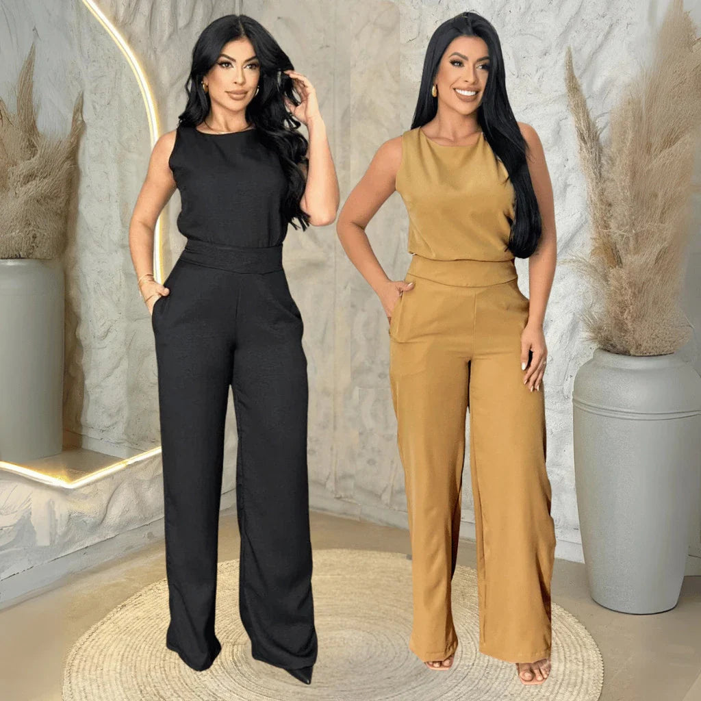 Kit 2 Conjuntos Feminino Mulher Elegante Calça Pantalona e Blusa Conjunto Casual Versátil